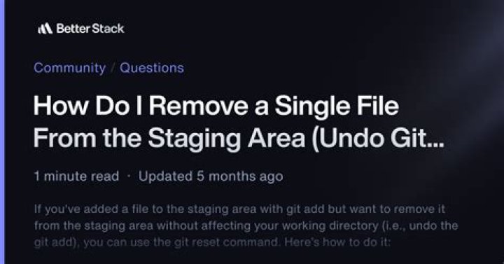 How do I remove a single file from the staging area (undo git add)?