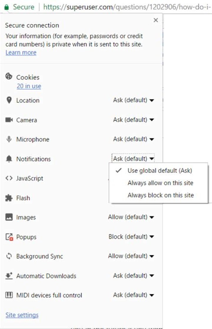 How do I revoke chrome notification permissions?