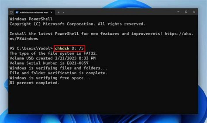 How do I run chkdsk to repair my laptop's hard drive?