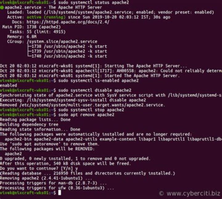 How do I stop Apache2 from automatically starting on boot?