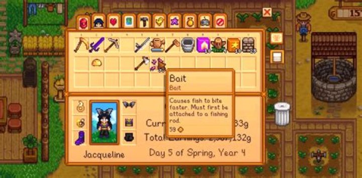 How do I use bait in the Android version of Stardew Valley?