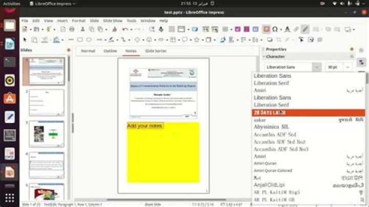 How do you add slide presenter notes in LibreOffice Impress?