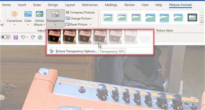 How do you change the opacity of an image in MS Word 2007?
