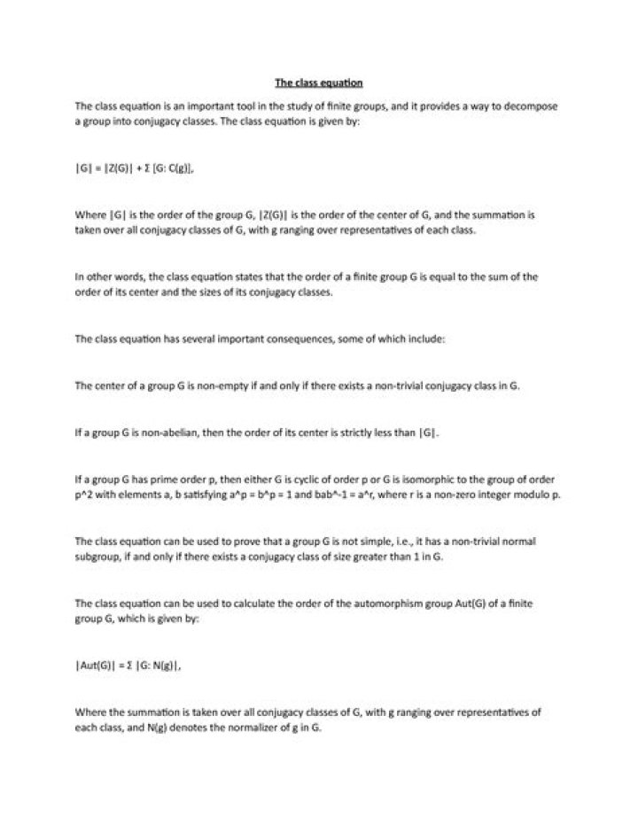 How general is the class equation?