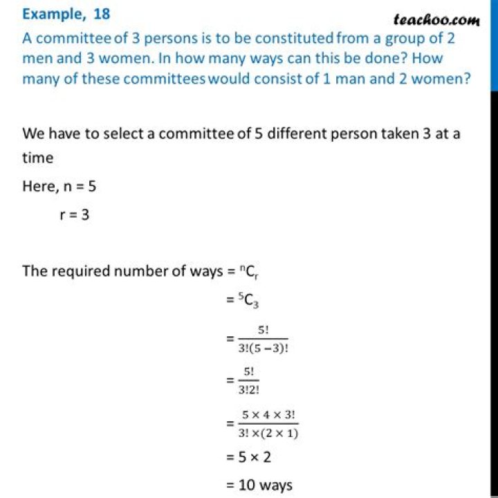 How many ways can a committee of three be chosen from a group of ten people?