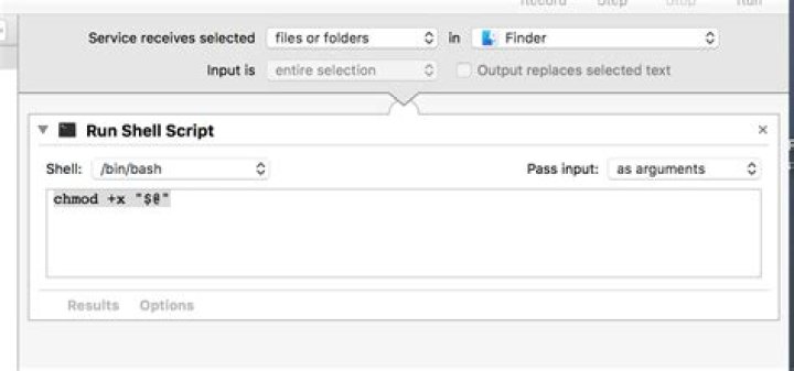 How to add chmod +x on a file, from right click menu service in mac