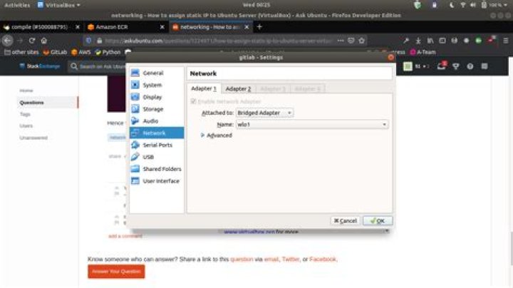 How to assign static IP to Ubuntu Server (VirtualBox)