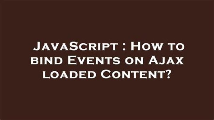 How to bind Events on Ajax loaded Content?