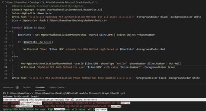  How to bulk update MFA Phone Auth Method using PowerShell 