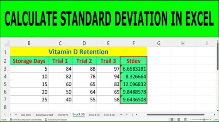 How to calculate average and standard deviation from the same range in excel