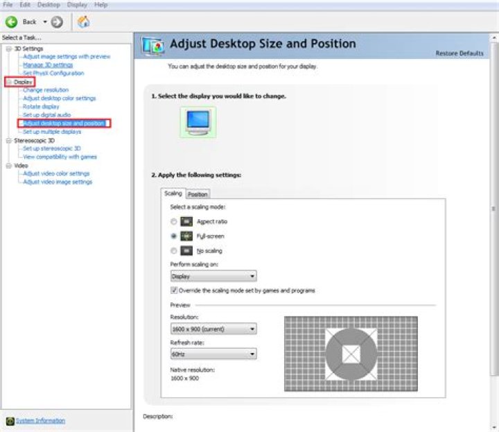How to center display resolution rather than stretching it?