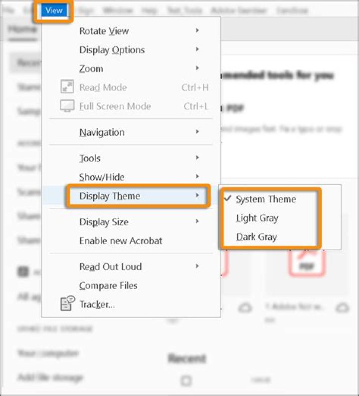 How to change the display theme in Adobe Acrobat Reader permanently?
