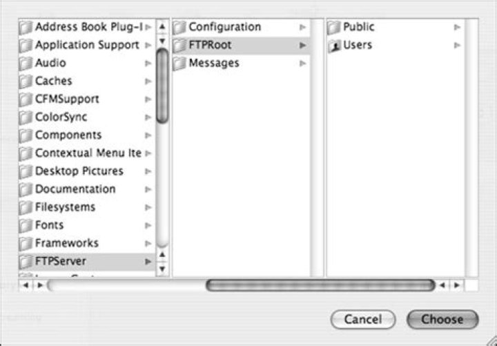How to configure the FTP root folder in Mac OS X El Capitan?