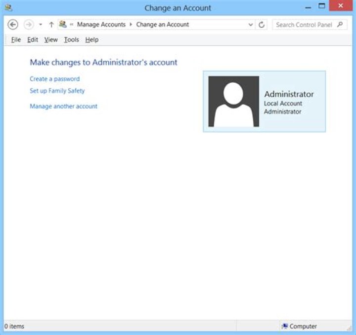 How to delete an administrator account (Windows 8)?