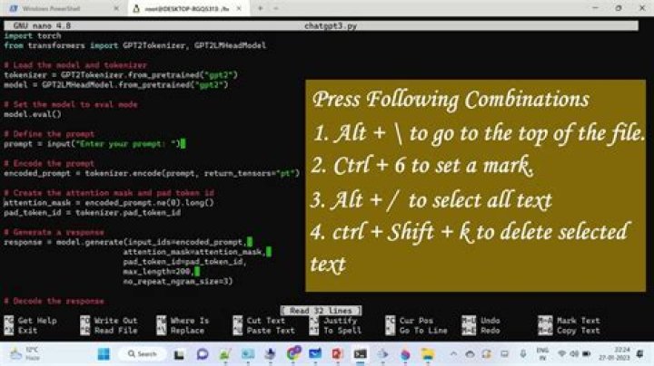 How to delete selected text in nano editor? [duplicate]
