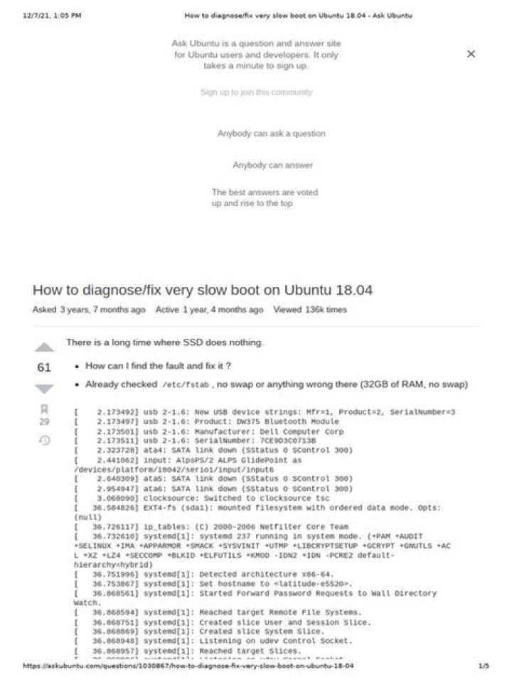 How to diagnose/fix very slow boot on Ubuntu 18.04