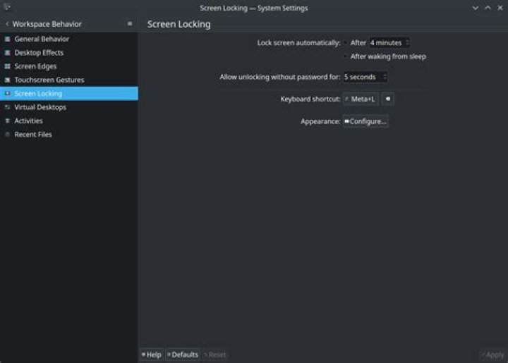 How to disable the 10 minute screen timeout/lock in KDE?