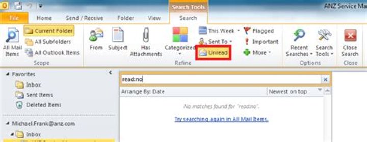How to find unread message in outlook