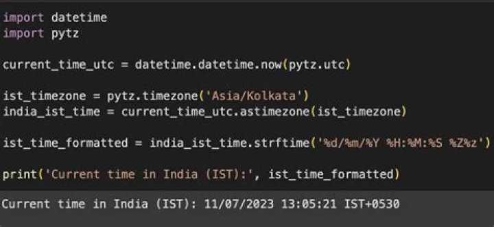 How to get current time in india in python