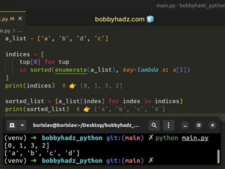 How to get indices of a sorted array in Python