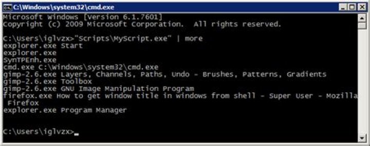How to get window title in windows from shell