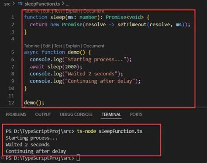 How to implement sleep function in TypeScript?