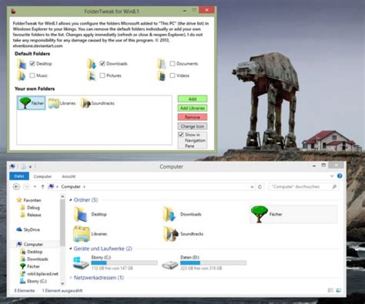 How to include custom non-system folder under This PC in Windows 8.1?