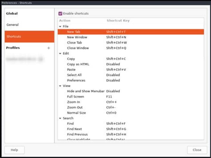 How to open new tab in existing terminal session and using keyboard shortcut / modifying global settings