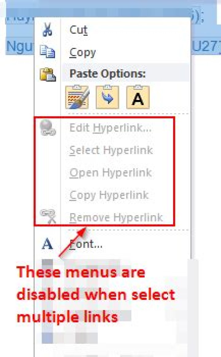 How to paste URL link of a copied hyperlink (NOT the text) in word 2010?