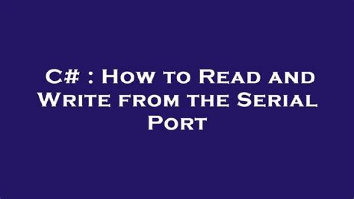 How to Read and Write from the Serial Port