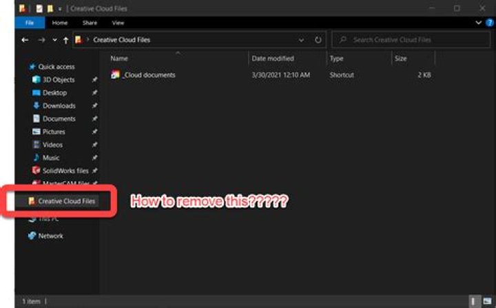 How to remove Creative Cloud Files shortcut from Windows Explorer (left Navigation Pane) after April 2021 update?