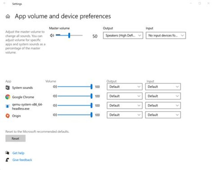 How to reset volume mixer for Windows 10?