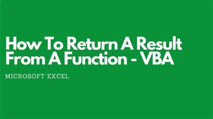 How to return a result from a VBA function