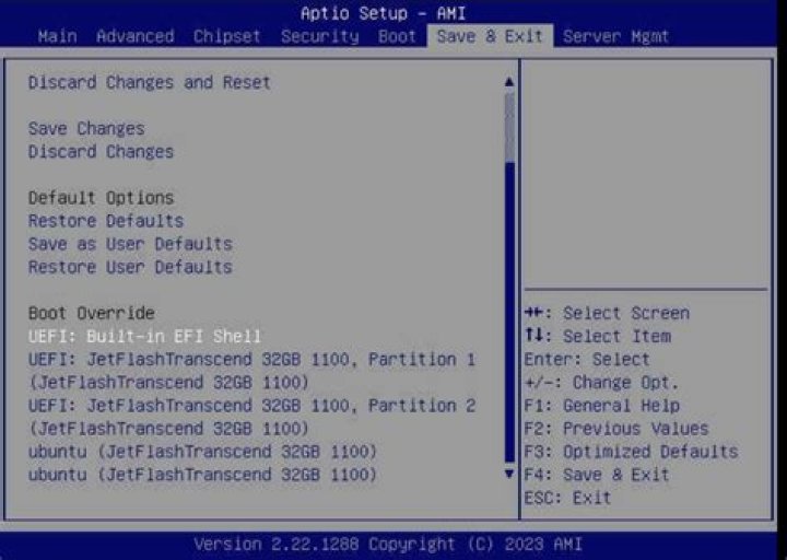 How to scroll up and down in EFI shell