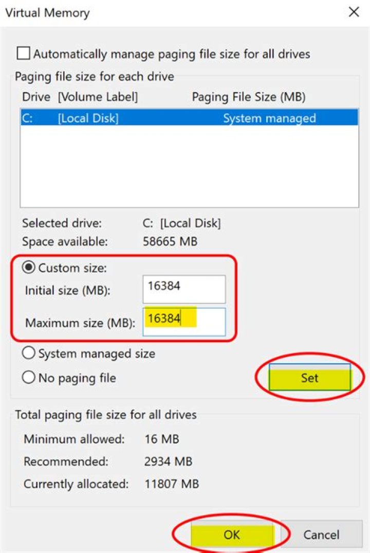 How to set pagefile size in Windows Server 2012?