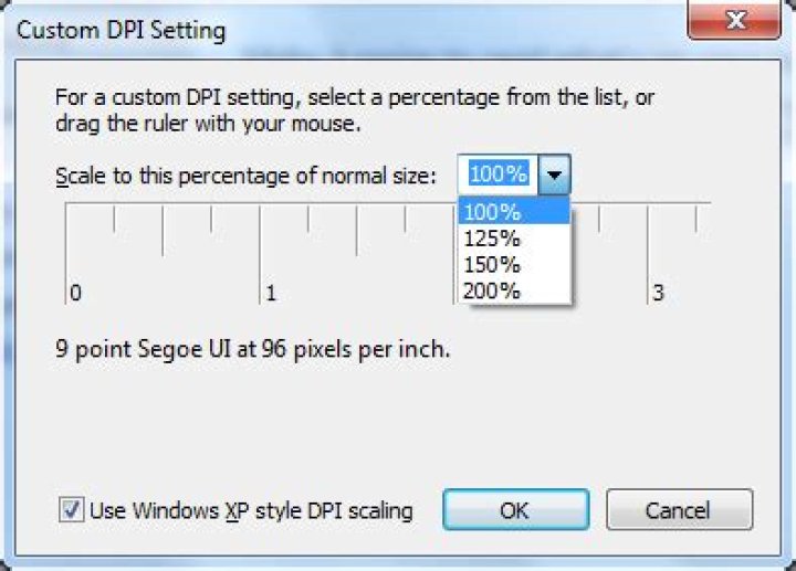 How to setup custom DPI below 100% on Windows 7?