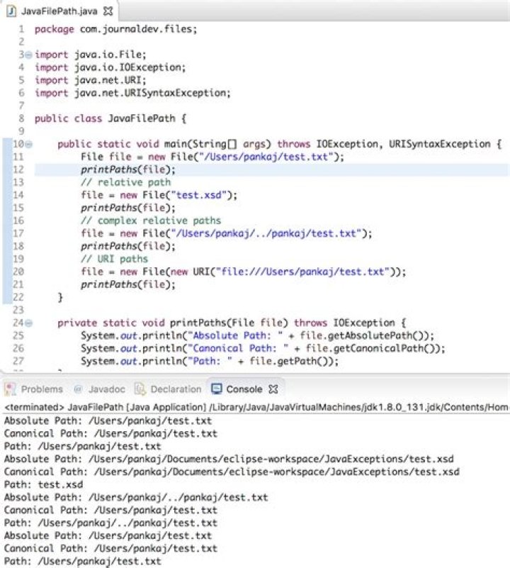 How to specify filepath in java?
