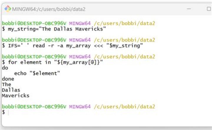 How to split a string into an array in Bash?
