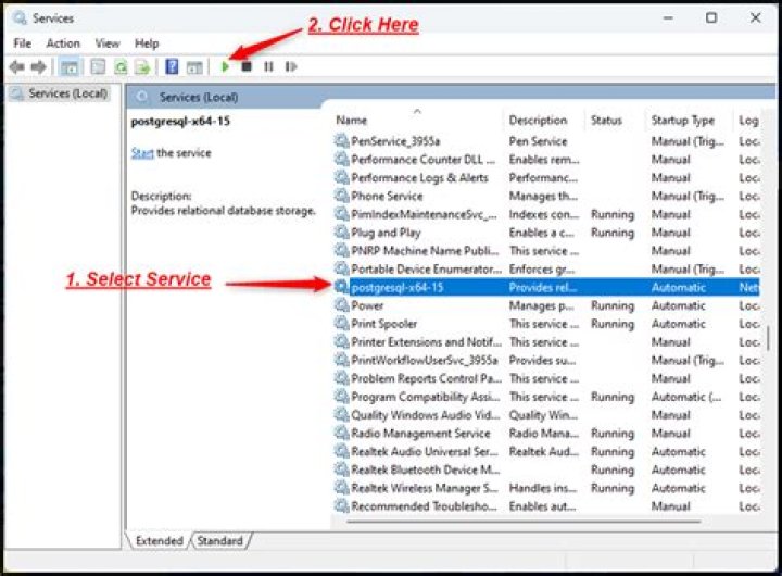How to start PostgreSql