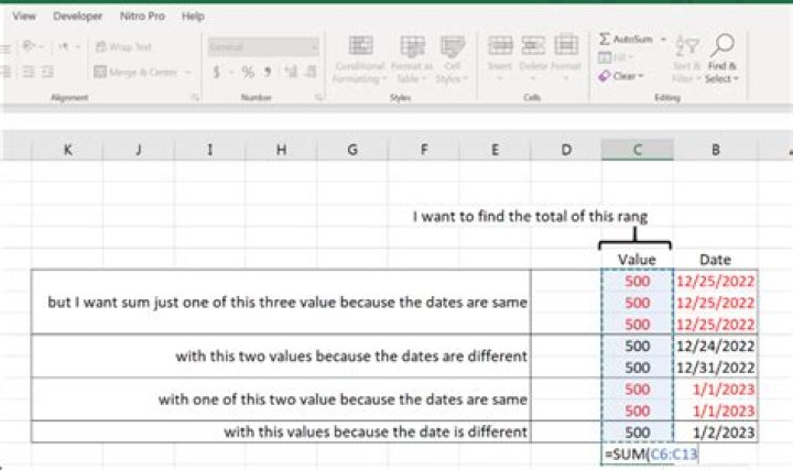 how to sum values by unique condition on MS Excel?