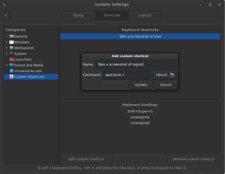 how to take screenshots using keyboard combo in Kubuntu 16.04.3?