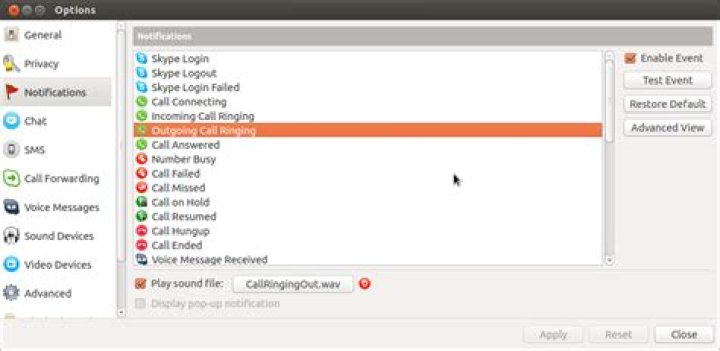 How to turn off outgoing skype ringing sound?