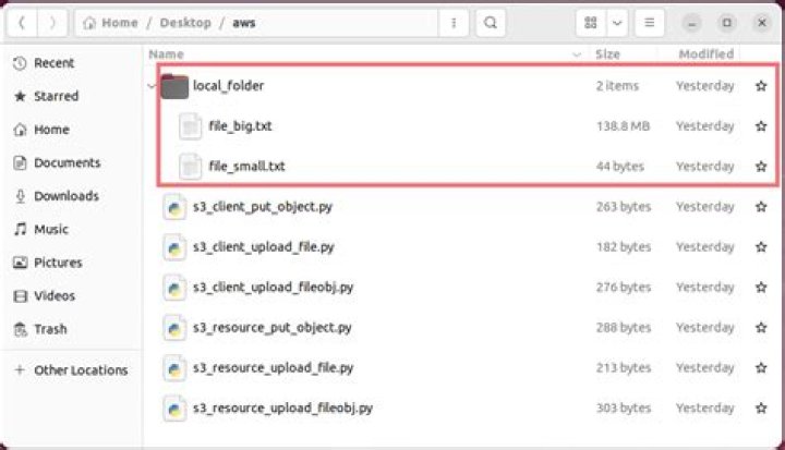 How to upload a file to directory in S3 bucket using boto