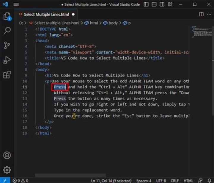 How to use shift+alt+arrow-down for copy the selected lines just under the selected lines in Visual Studio Code
