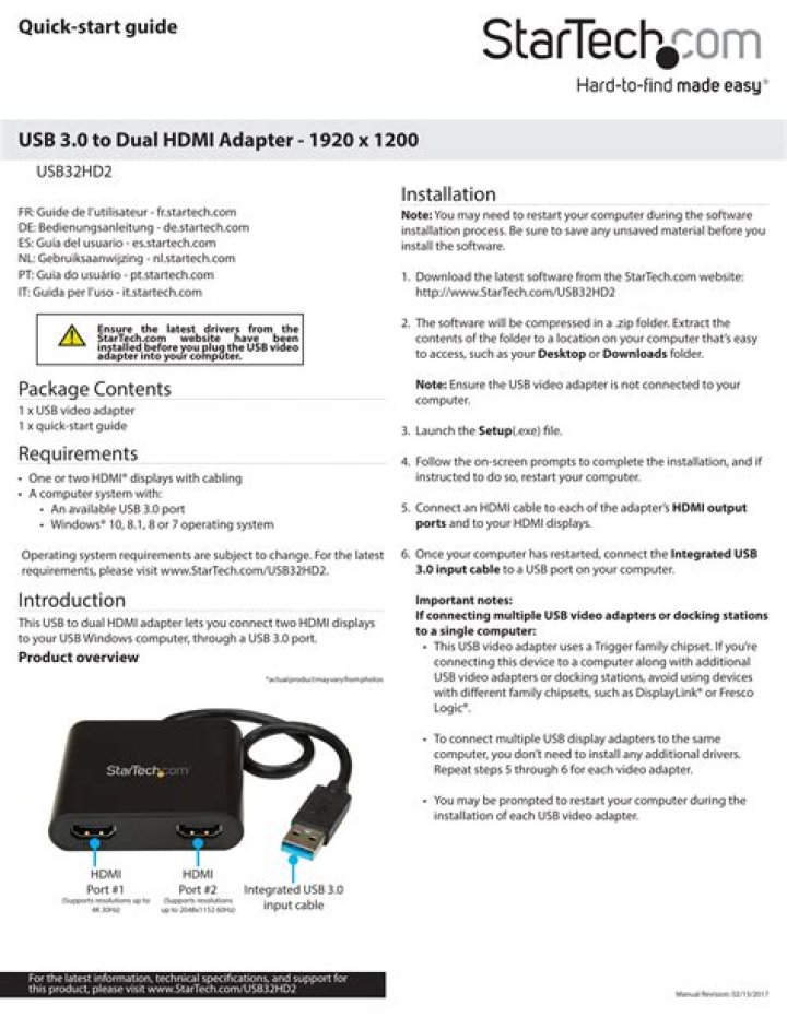 How to use StarTech USB32HD2 with Ubuntu 18.04?