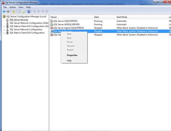 I cannot start SQL Server browser