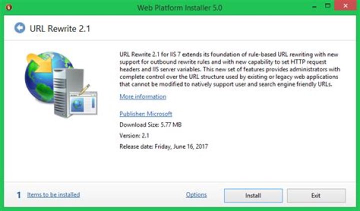 IIS URL Rewrite 2 installed but can't find it
