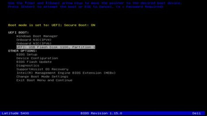 Image showing one-time boot option