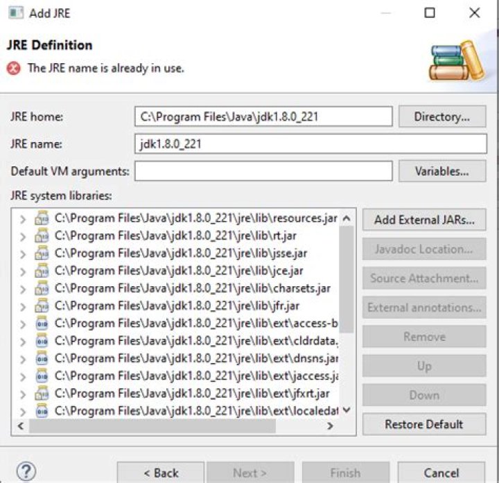 Installed JRE Window