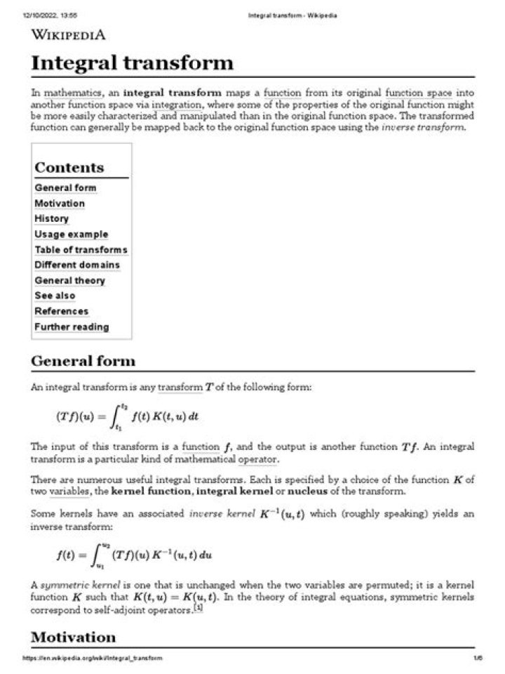 Integral transform in finite range